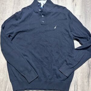 Nautica Blue Quarter Button-Up Sweater